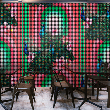 Peacocks in Miami Tiles by Miss Lolo