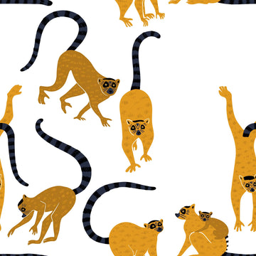 Laughing Lemurs Removable Bathroom Wallpaper