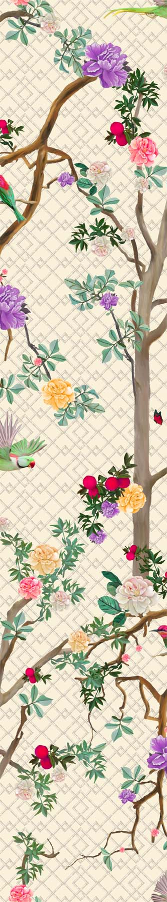 Parakeet Chinoiserie Removable Bathroom Wallpaper