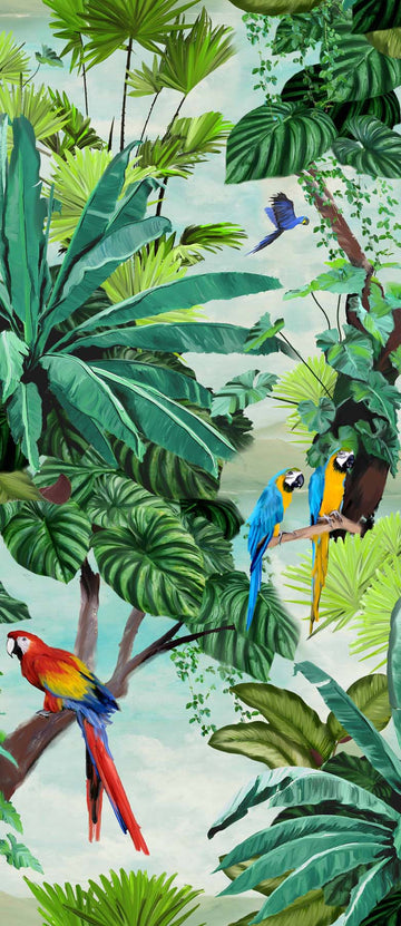 Tropical Macaw Removable Bathroom Wallpaper