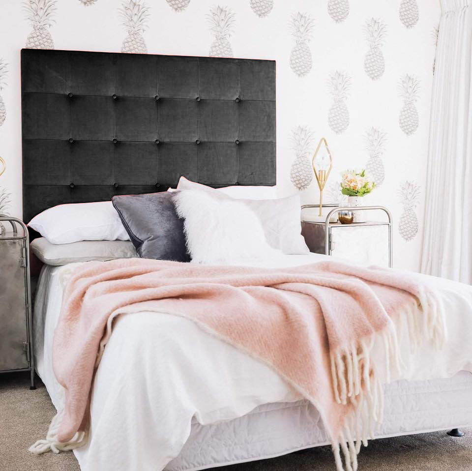 Our most popular style headboard; the Button Pop. Simple in shape with stitch lines and self-covered buttons. This style works beautifully in both contemporary and classic style homes. All our headboards are made to order in Auckland, NZ, please allow 6-8 weeks for production.