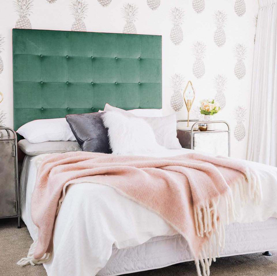 Our most popular style headboard; the Button Pop. Simple in shape with stitch lines and self-covered buttons. This style works beautifully in both contemporary and classic style homes. All our headboards are made to order in Auckland, NZ, please allow 6-8 weeks for production.
