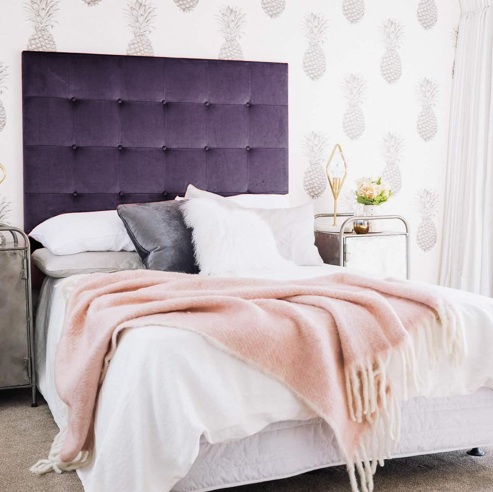 Our most popular style headboard; the Button Pop. Simple in shape with stitch lines and self-covered buttons. This style works beautifully in both contemporary and classic style homes. All our headboards are made to order in Auckland, NZ, please allow 6-8 weeks for production.