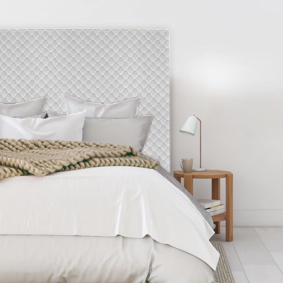 A simple and contemporary style headboard. Rectangular in shape with a textured velvet featuring a diamond stitch pattern. As these are NZ Made, please allow 6-8 weeks for production.