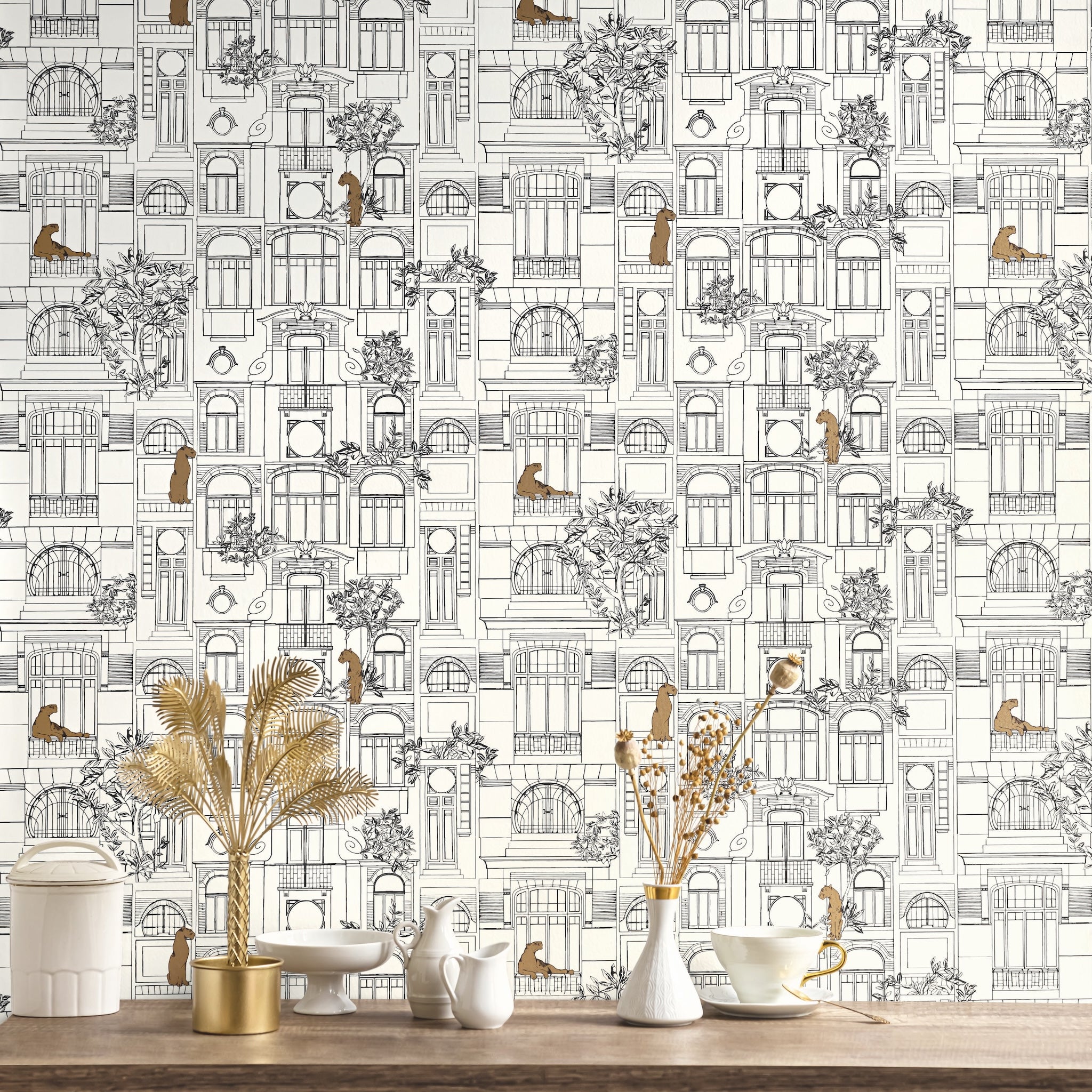 Golden Age Cat Wallpaper by Aspiring Walls