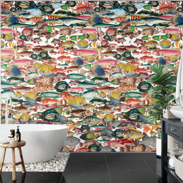 Fish n Chips Removable Bathroom Wallpaper