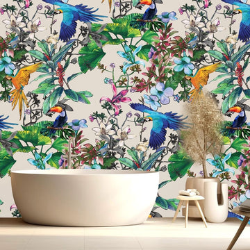 Birds of Paradise (neutral) Vinyl Wallpaper