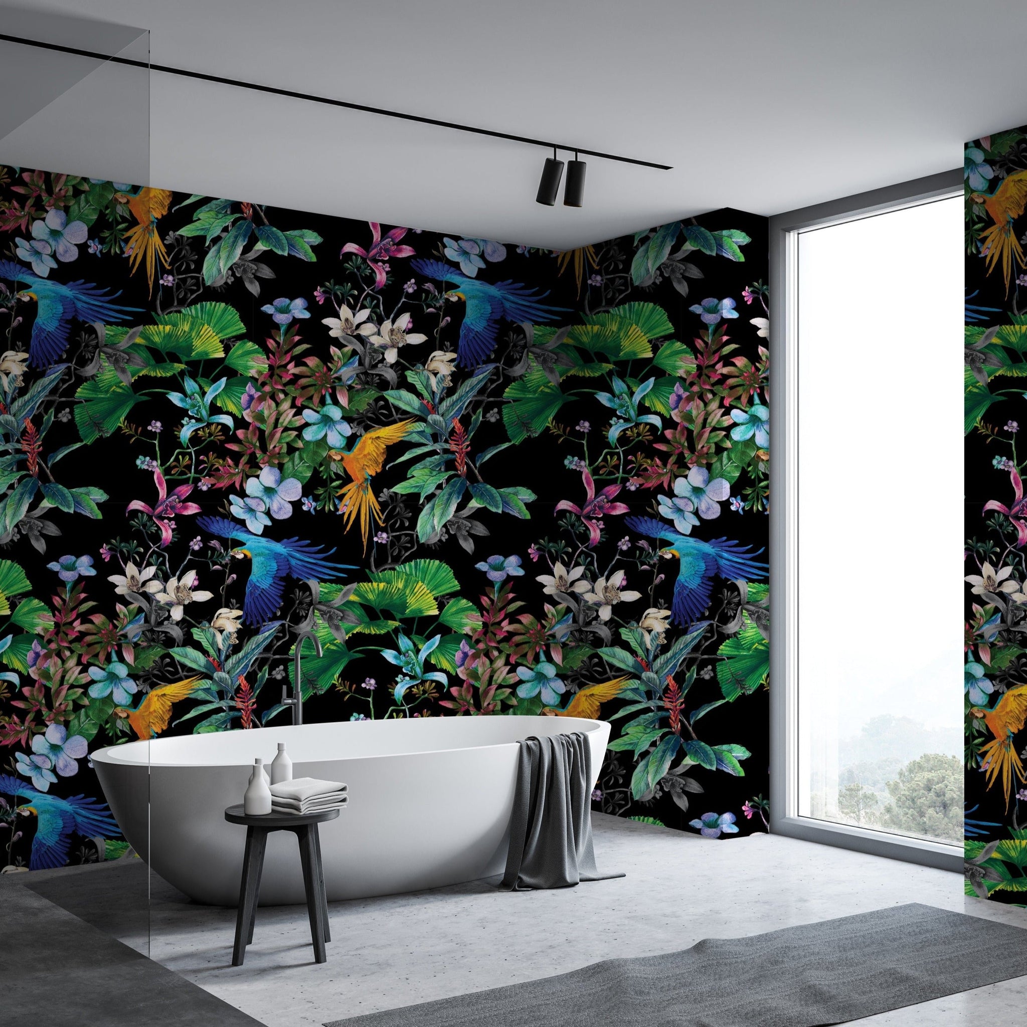 Birds of Paradise (black) Vinyl Wallpaper