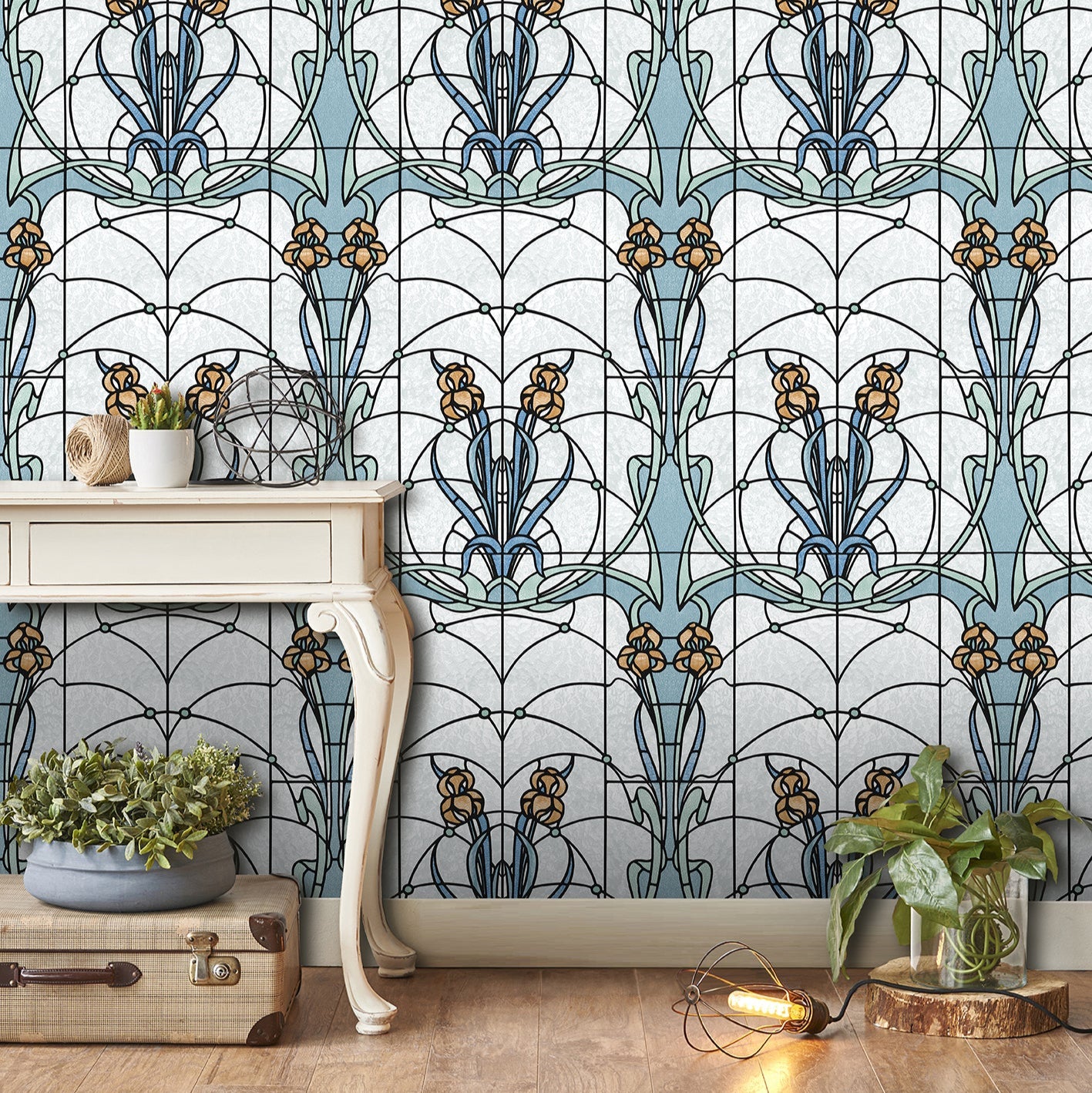 Stained Glass Wallpaper by Aspiring Walls