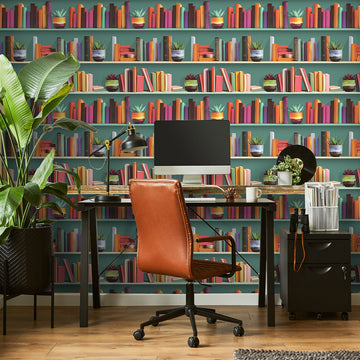 Bookshelf Wallpaper by Aspiring Walls