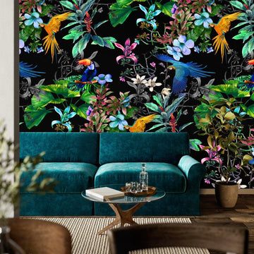 Birds of Paradise (black) Wallpaper