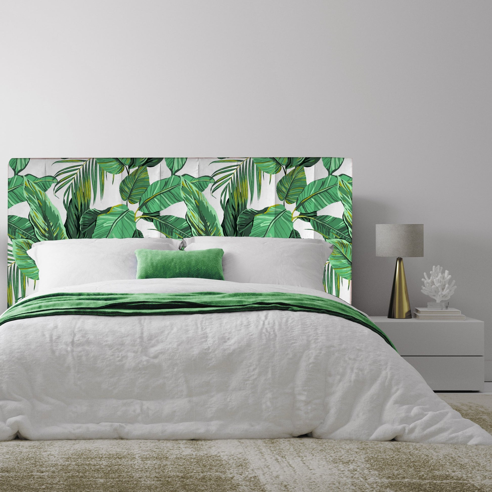 We have turned our gorgeous wallpaper; Leafy Greens into a gorgeous printed velvet. The headboard has simple vertical stitch lines, running the height of the headboard for added detail. The result is stunning!  All our headboards are made to order in Auckland, NZ, please allow 6-8 weeks for production.